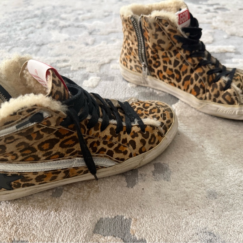 Golden Goose Leopard Print High-Top Sneakers